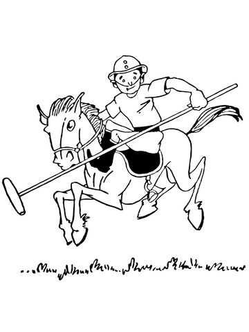 Boy Plays Polo Coloring Page